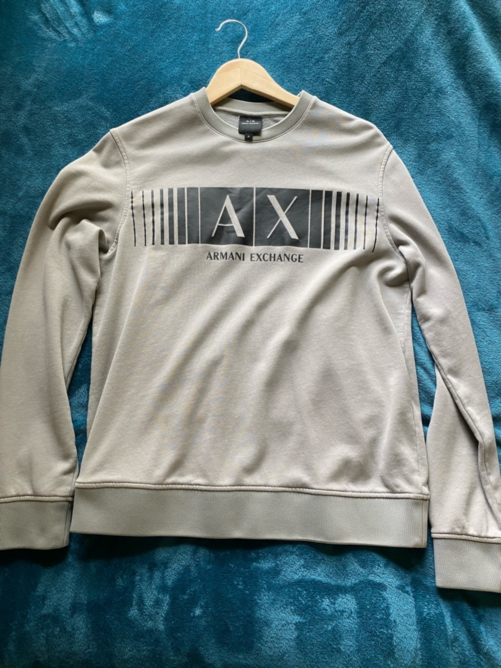 Armani Exchange Men’s Crewneck Sweatshirt in gray with Black AX Logo medium